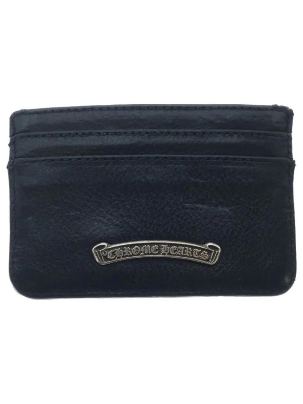 Chrome Hearts Double Side Leather Card Case Black with Dagga